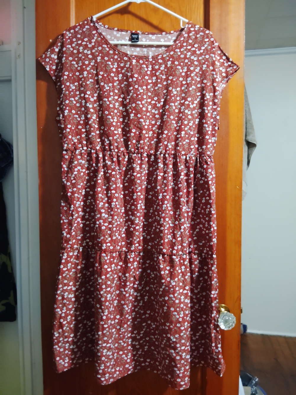 Emily Rose Rust Floral Tiered Midi Dress